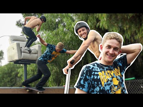 The First PRO SCOOTER RIDER in the Backyard Skate Park! (Corey Funk)
