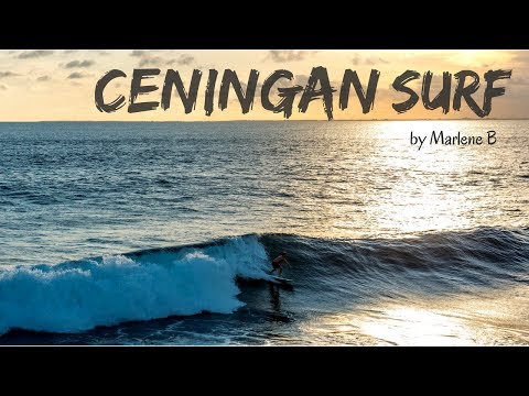 Drone footage of surfers and waves at Ceningans 