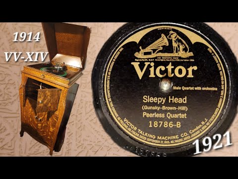 1914 Victor Victrola XIV Phonograph Plays SLEEPY HEAD by Peerless Quartet - 1921 Recording Camden NJ