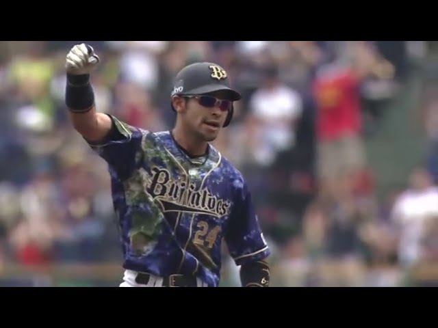 【2回裏】バファローズ・宮崎が先制打!! 大きく空いた一二塁間狙い打ち!! 2015/7/5 Bs-H