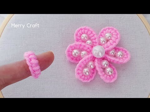 Amazing Woolen Flower Making Ideas - Hand Embroidery Easy Trick with Finger - DIY Woolen Flowers