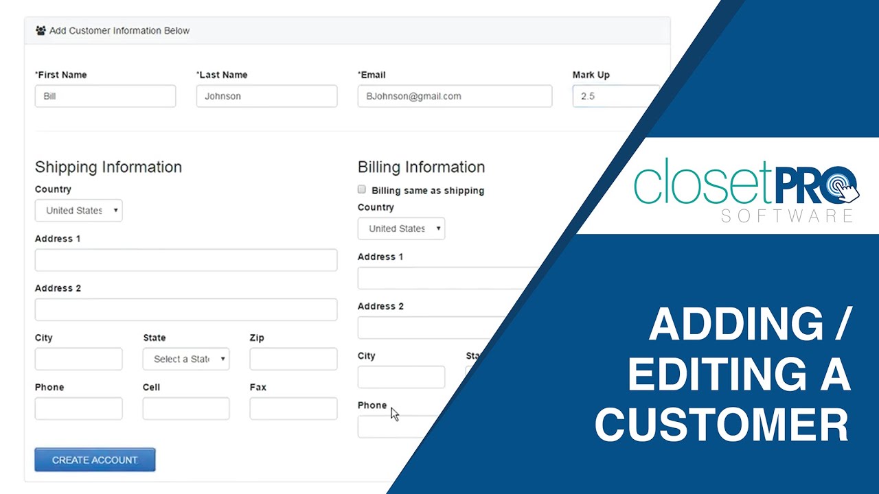 Adding/Editing a Customer