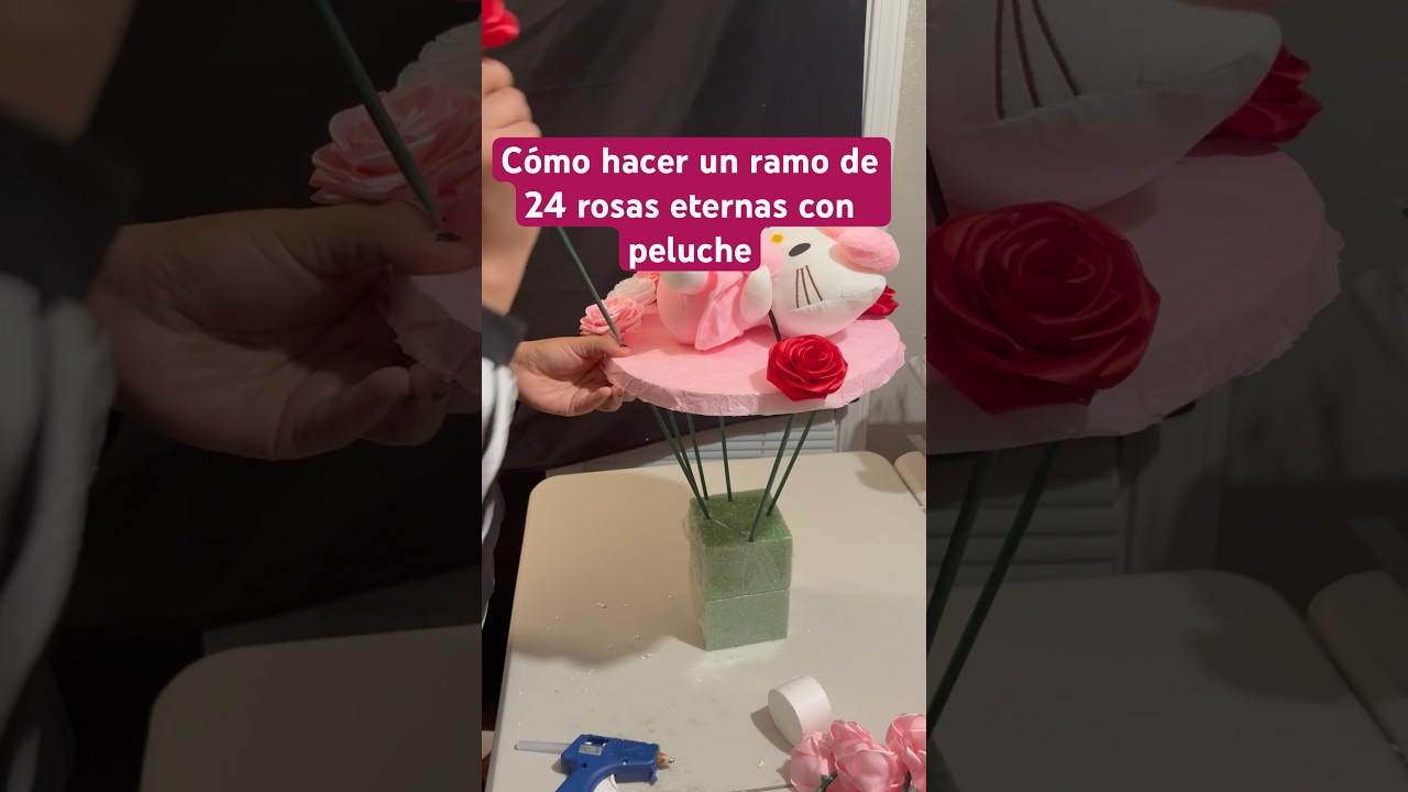 Cómo hacer un ramo de 24 rosas eternas con peluche #ramos #rosaseternas #tutorial #peluche