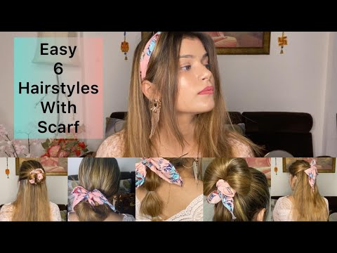 6 Easy summer hairstyles || Different hairstyles with single scarf || 5 min hacks