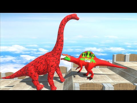 BEN 10 SPINOSAURUS vs BRACHIOSAURUS DEATH RUN - Animal Revolt Battle Simulator