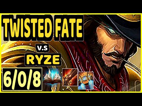 TWISTED FATE vs RYZE - 6/0/8 KDA MID GAMEPLAY - NA Ranked GRANDMASTER