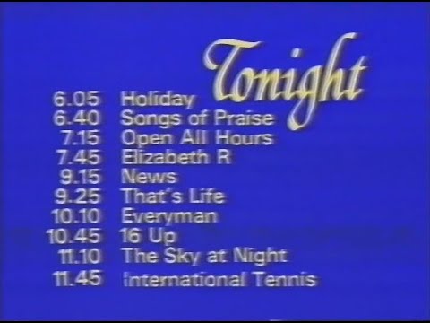 Sunday 8th March 1981 BBC1 - News - Weather - Songs Of Praise - Elizabeth R - That's Life - Holiday
