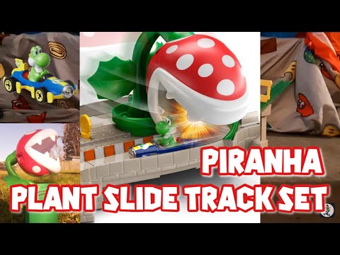 Piranha Plant Slide Hotwheels Track Set with Yoshi in Mach 8 Toy Review | Super Mario Toys