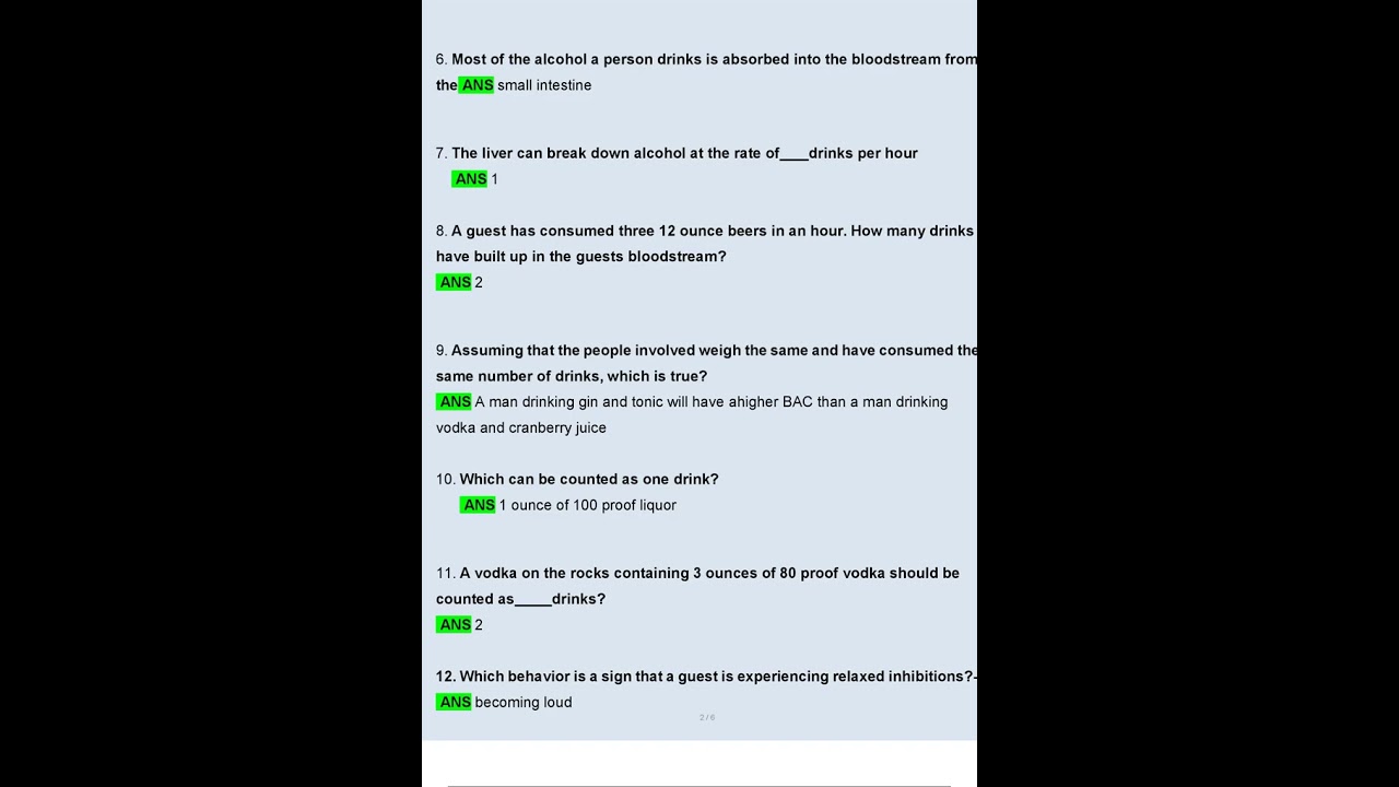 ServSafe Alcohol Exam Questions and Answers Updated 2024   2025 Verified Answers