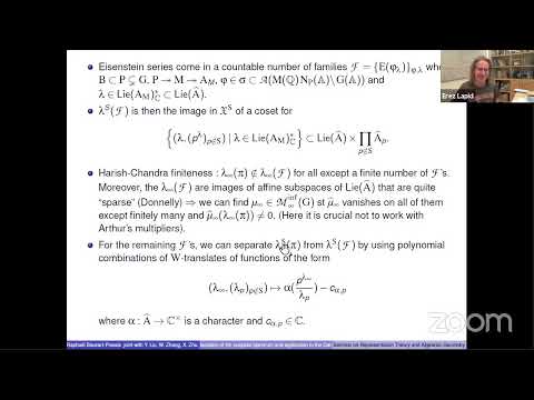Raphaël Beuzart-Plessis: Isolation of the cuspidal spectrum and application to Gan-Gross-Prasad...