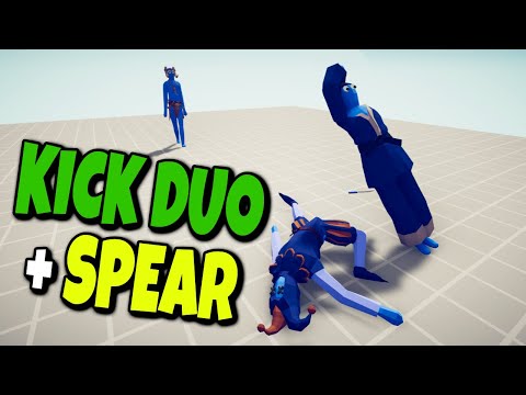 KICK & SPEAR! KICK DUO & SPEAR THROWER vs EVERY FACTION 3v1 - Totally Accurate Battle Simulator TABS