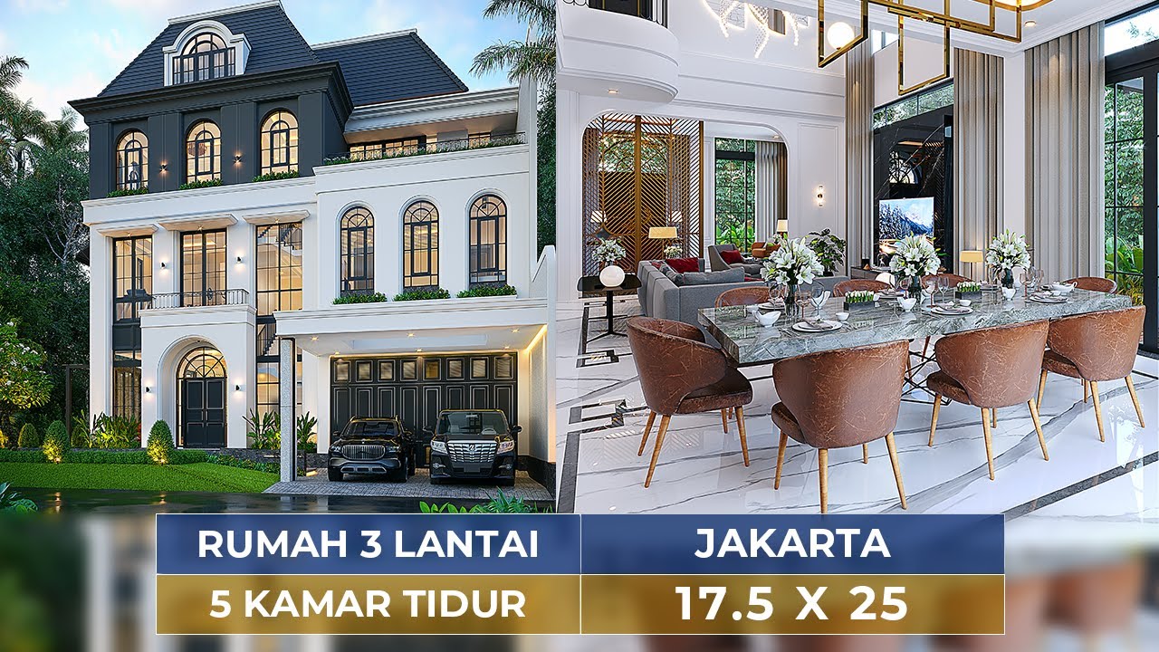 Video 3D Desain Rumah Klasik 3 Lantai Bapak KLL 1493 - Jakarta
