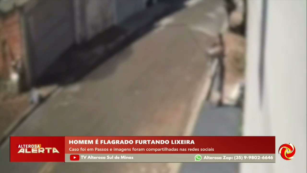 Homem é flagrado furtando uma lixeira em Passos