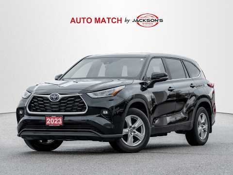 2023 Toyota Highlander Hybrid LE AWD in Black for sale at Jackson's Toyota in Barrie, ON