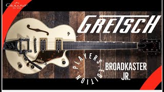 Video thumbnail for Gretsch G6659T PLAYERS EDITION BROADKASTER JR  Two- Tone Lotus Ivory w/Walnut Stain by Casino Guitars