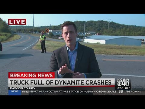 UPDATE: Truck hauling 10,000 pounds of dynamite overturns in Dawson County