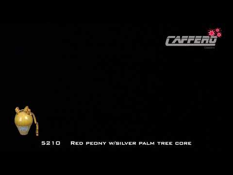 5210 Red peony w silver palm tree core