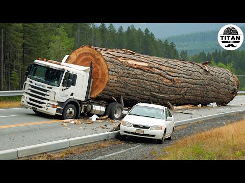 Extreme Dangerous Big Logging Wood Truck Driving Skill | Fastest Chainsaw Cutting Tree Machines #20