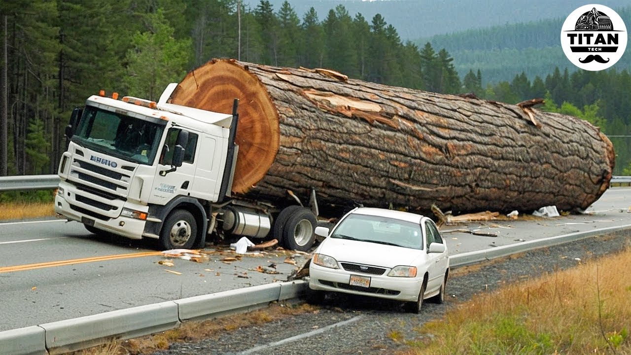 Extreme Dangerous Big Logging Wood Truck Driving Skill | Fastest Chainsaw Cutting Tree Machines #20