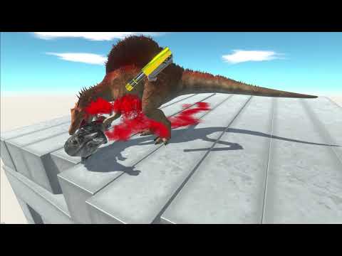 Spinosaurus Machine Gun on Wobbly Buildings vs Every UNIT - Animal Revolt Battle Simulator Gameplay