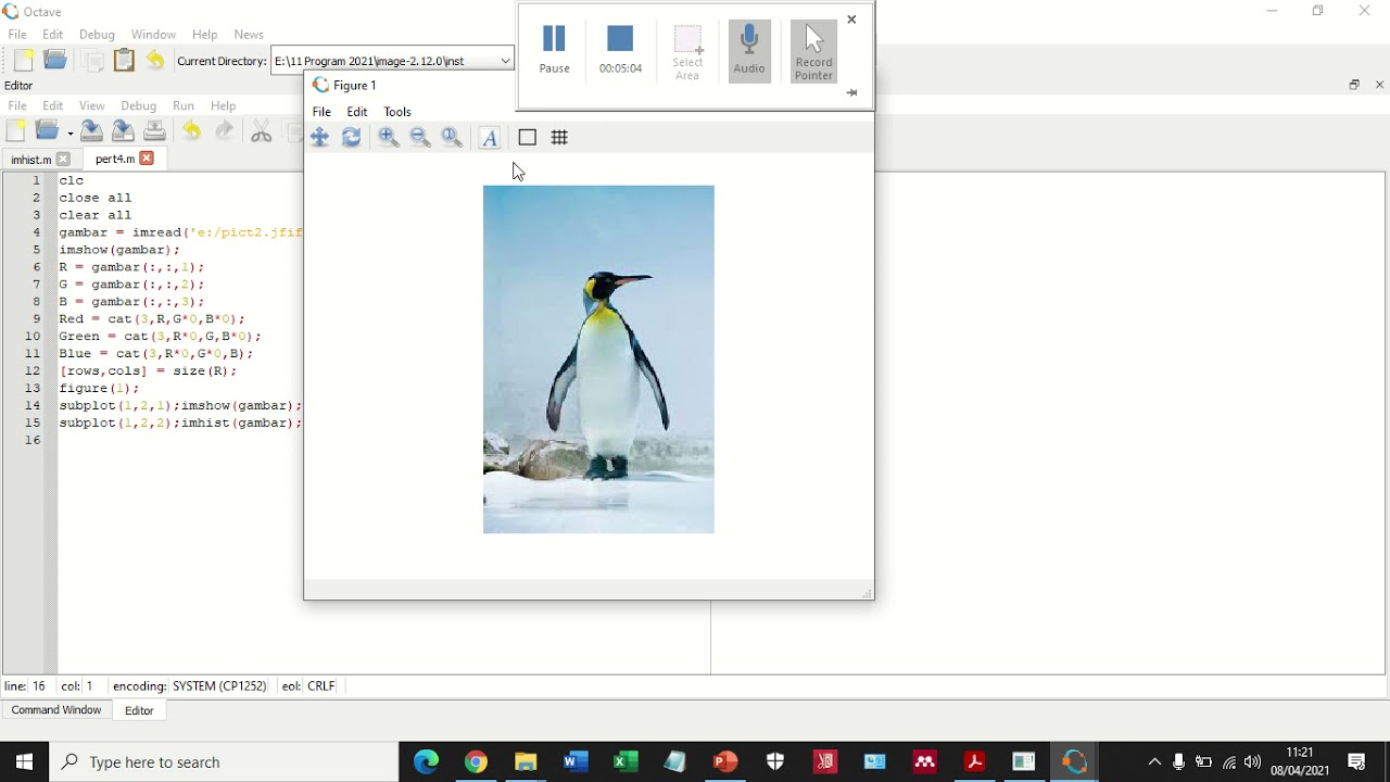 Histogram Citra Digital Image Processing menampilkan Histogram dengan Octave