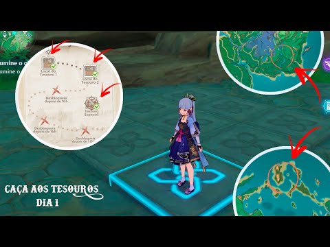 GUIA COMPLETO DA CAÇA AS TESOUROS DIA 1- COMO RESOLVER O PUZZLE DE FORMA BEM FÁCIL - GENSHIN IMPACT
