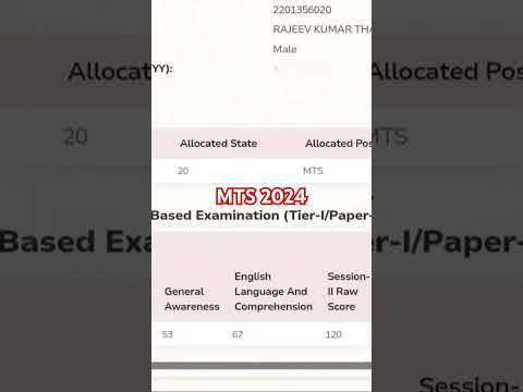 SSC MTS 2024 SCORECARD🔥#ssc #motivation #result #shorts