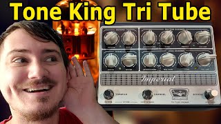 Video thumbnail for Tone King Imperial Preamp TUBE PEDAL with THREE 12AX7 Tubes! by Gear Sounds