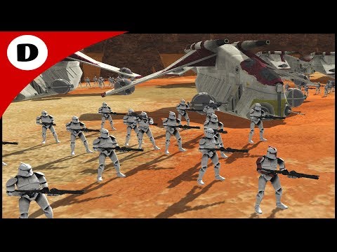 CLONE WAR'S LAAT GUNSHIP LANDING IN PETARANKI ARENA! - Men of War: Star Wars Mod