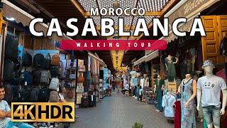 Casablanca, Morocco Walking Tour - Bab Marrakech Market - 4K 60FPS HDR
