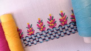 Very Easy Sewing Thread Hand Embroidery Border Design Tutorial for Beginners | Step by Step Guide