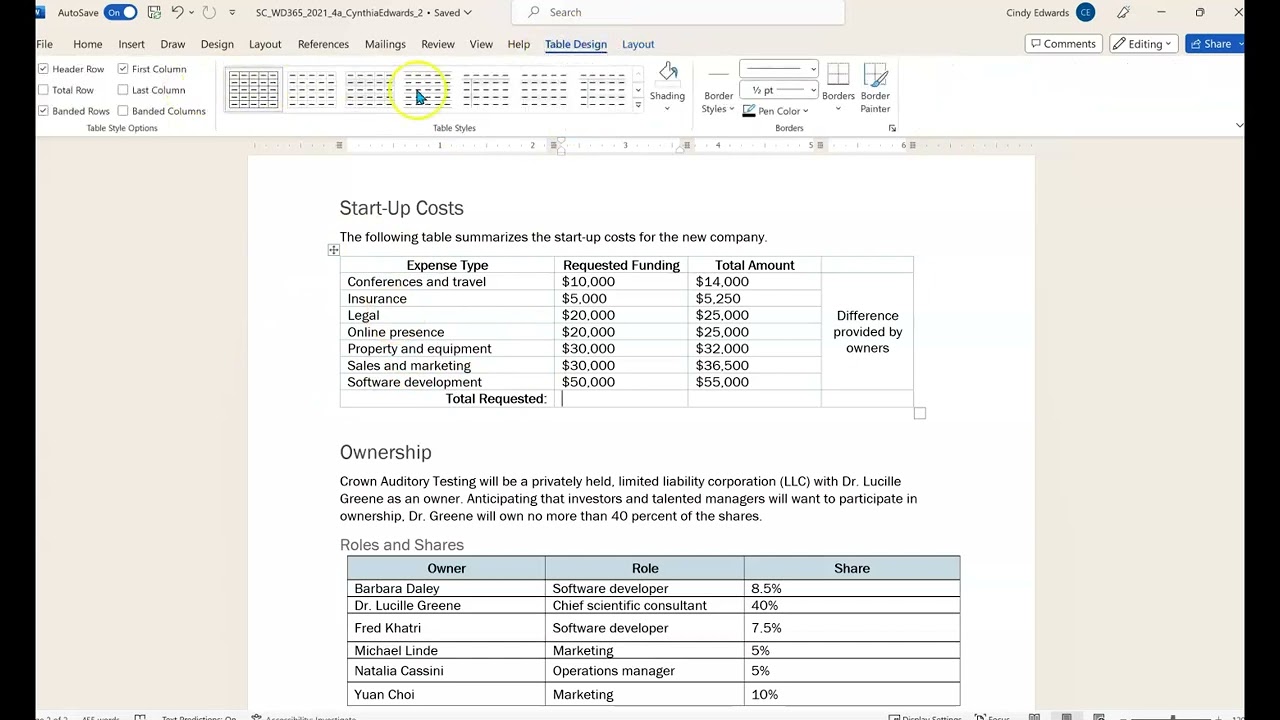 Word 365/2021 Cengage/SAM Project 1a Module 4 Creating a Multipage Document - S. Cashman