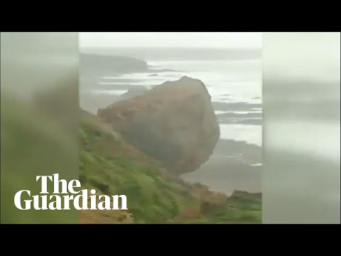 Cornwall cliff collapse caught on camera