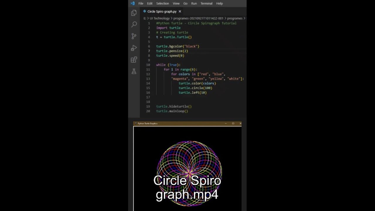 Python Turtle - Circle Spirograph Tutorial - YouTube Ajcoding
