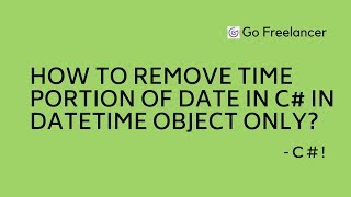 How to remove time portion of date in C# in DateTime object only?