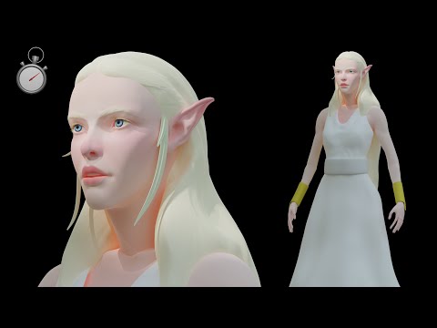 Sculpting a Beautiful Girl Elf in Blender - Timelapse