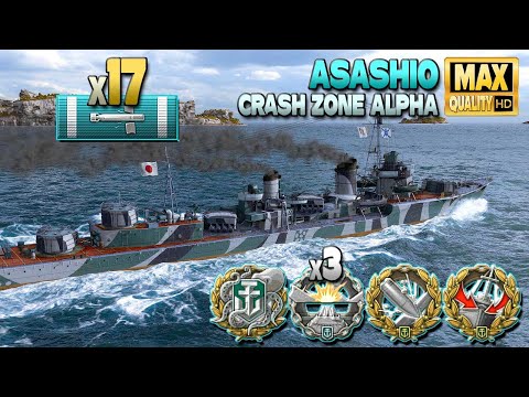 Destroyer Asashio: MVP on map Crash Zone Alpha - World of Warships