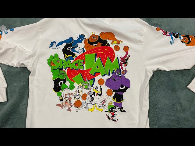 Vídeo relacionado con space jam Sudadera para Hombre con Cuello Redondo, Manga Larga, Bolsillo Canguro, Estampado gráfico, Blanco, X-Large