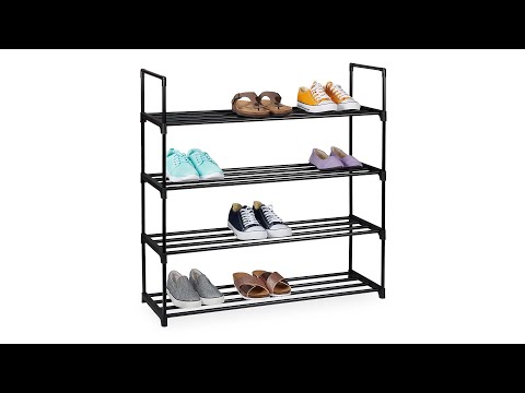 Étagère à chaussures métal noir Hauteur : 115 cm