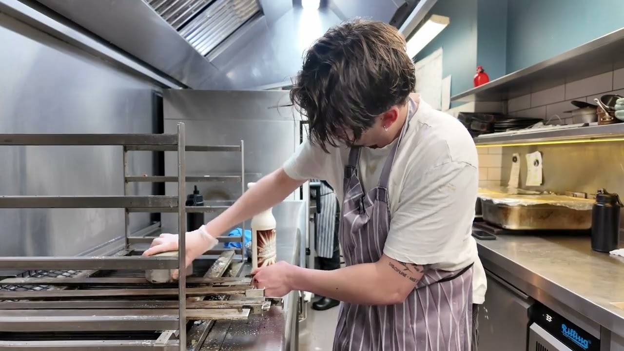 Chefs deep cleaning a restaurant kitchen | BTS