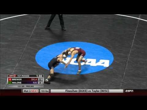 2015 NCAA 133 lb Round 1: Cody Brewer (OU) v Malone (NW)