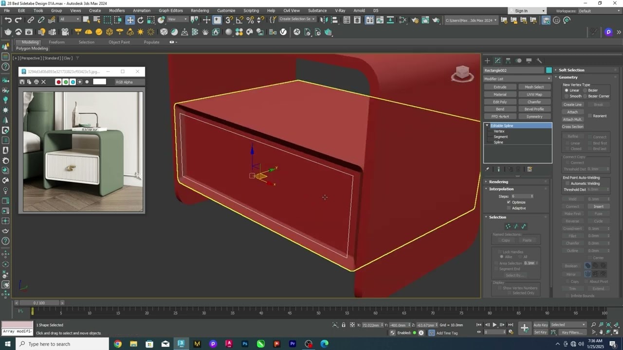 Modern Bedside Table Design in 3ds Max Step-by-Step Modeling Process! @3dinteriorstudio