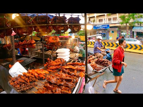 Cambodian food tour 2021, Walking tour in Phnom Penh Street food at traditional market