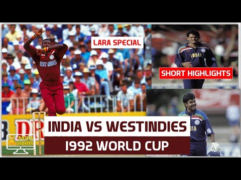INDIA vs WESTINDIES 1992 WORLD CUP HIGHLIGHTS | Brain Lara Counter Attack |  INDIA v WESTINDIES