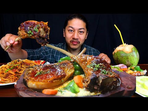 Pork chop, Pork chowmein, Creamy mashed potato, sauteed Vegetables, Mukbang @HimaLiFoodie