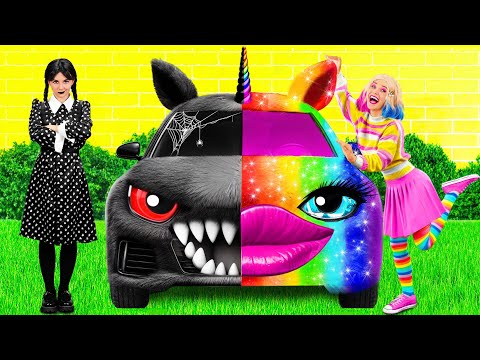 Coche Arcoiris vs Coche Negro Desafío | Desafíos Divertidos por KiKi Challenge