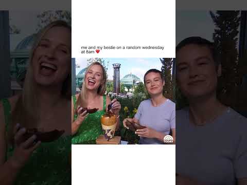 Brie Larson and Courtney McBroom try all of the amazing food at Universal's Epic Universe on TODAY