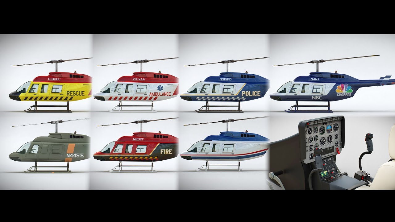 Confezione da elicottero Bell 206L Modello 3D