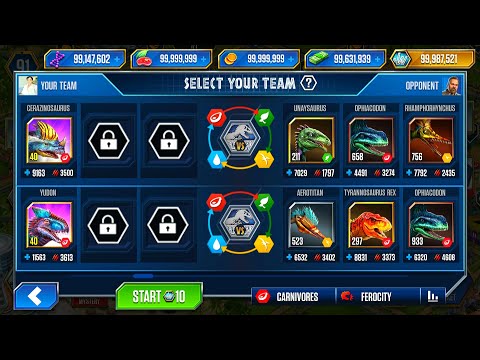 YUDON Vs CERAZINOSAURUS DEFEATED ALL OPPONENTS | JURASSIC WORLD THE GAME