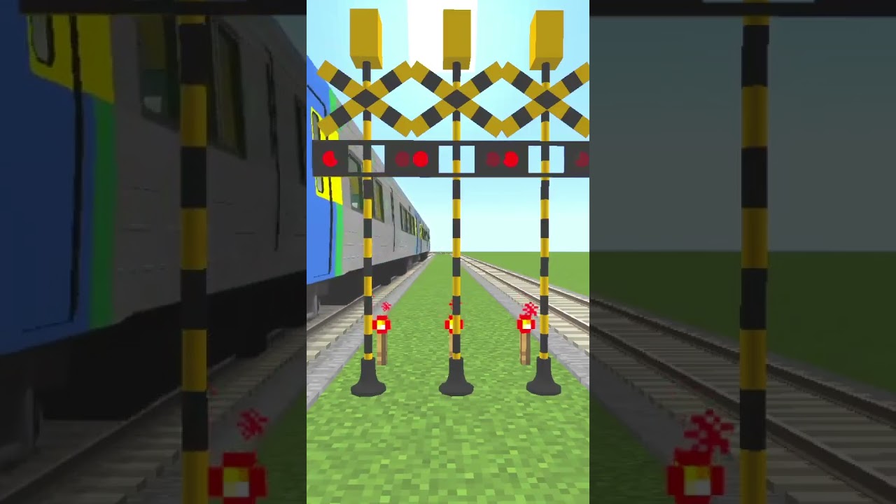 【踏切アニメ】Railway Trains  Railroad Crossing Minecraft  #shorts